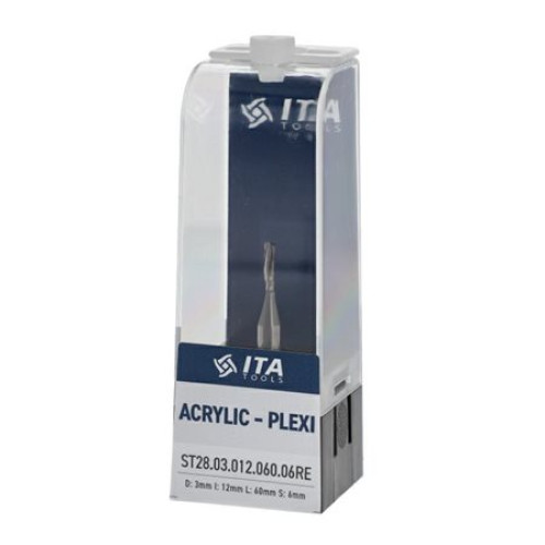 Фреза VHM Z1 D=3 I=12 L=60 S=6 RH позитив s=>пологий кут спіралі plexi