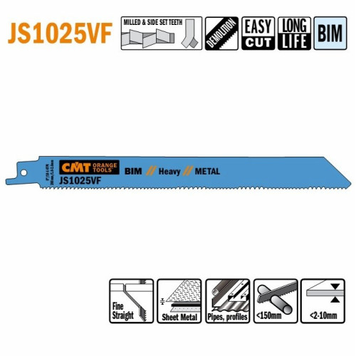 JS1025VF-5 Пила шабельна L=200 I=180 H=19 K=1,25 TS=1,8-2,6