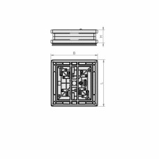 Вакуумний блок VCBL-R TV 160x160 H=45 мрастр 40x40 мм торцевий клапан