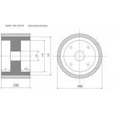 Ролик 140-130-30 резинка LEC - prod. spec