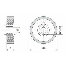 Ролик 140-50-25 V резинка 70 ShA коричневий WADKIN