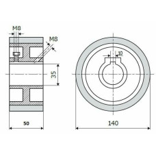 Ролик 140-50-35-10 V резинка 70 ShA коричневий