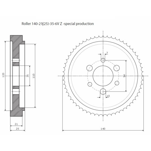 Ролик 140-21(25)-35-6V Z chrom Профіль A Sk Weinig