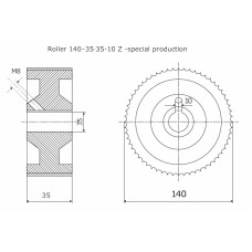 Ролик 140-35-35-10 Z chrom Профіль A, Скошений Weinig -