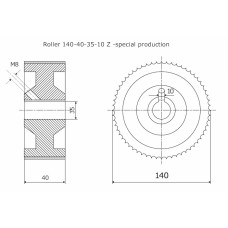 Ролик 140-40-35-10 Z chrom Профіль A, Скошений Weinig -