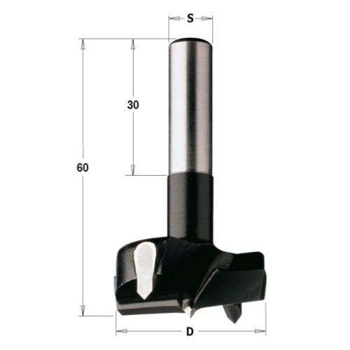 392.300.11 Свердло чашкове HW RH D=30 L=60 S=8 (хвостовик циліндричний)