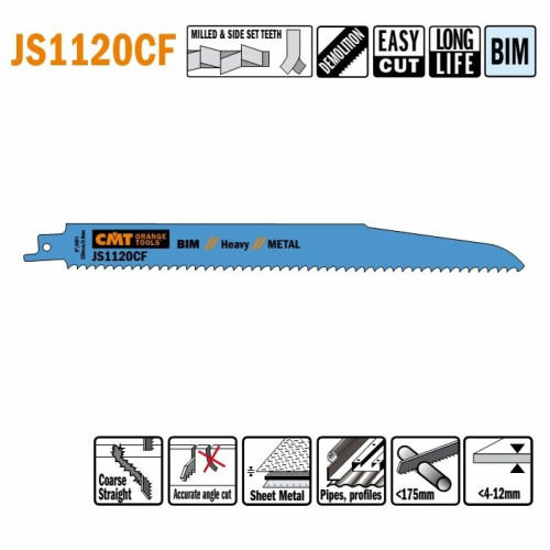 JS1120CF-5 Пила шабельна L = 225 I = 205 H = 22 K = 1,60 TS = 2,9