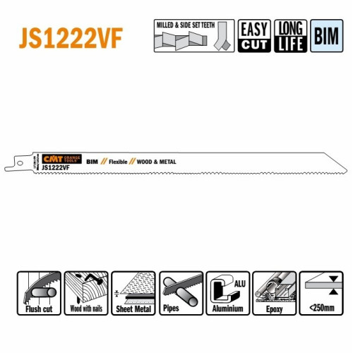 JS1222VF-5 Пила шабельна L = 300 I = 280 H = 19 K = 0,90 TS = 1,8-2,6