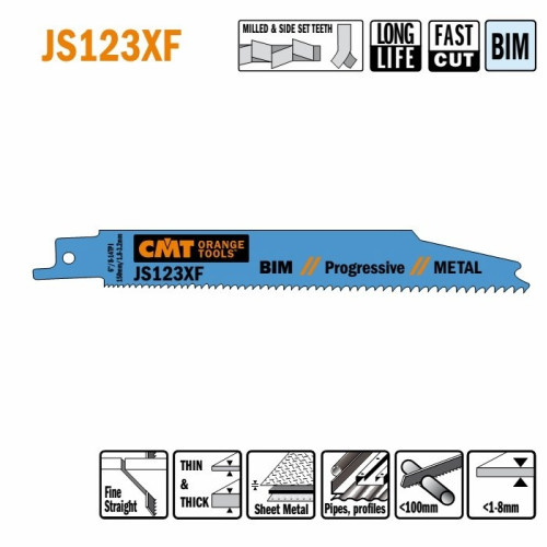 JS123XF-5 Пила шабельна L = 150 I = 130 H = 19 K = 0,90 TS = 1,8-3,2