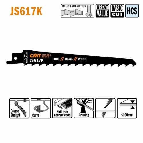 JS617K-5 Пила шабельна L = 150 I = 130 H = 19 K = 1,25 TS = 8,5