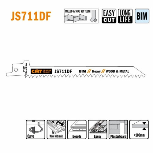 JS711DF-5 Пила шабельна L = 150 I = 130 H = 12 K = 1,25 TS = 4,3