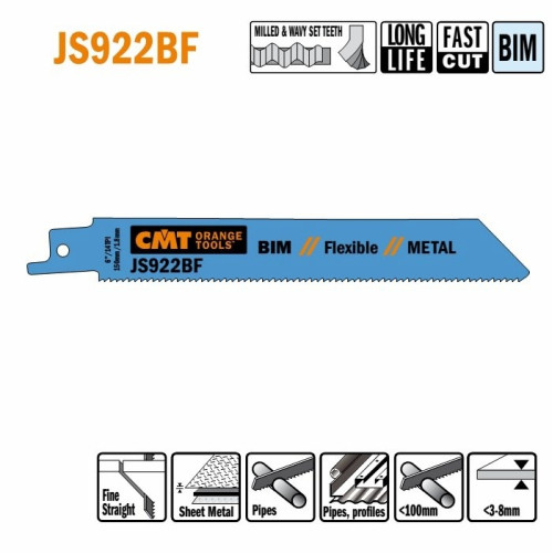 JS922BF-20 Пила шабельна L = 150 I = 130 H = 19 K = 0,90 TS = 1,8