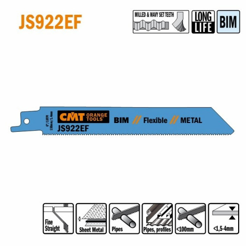 JS922EF-20 Пила шабельна L = 150 I = 130 H = 19 K = 0,90 TS = 1,4