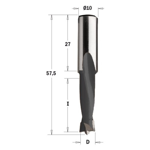 310.070.11 Свердло NP HW D=7 I=27 L=57,5 S=10x27 RH