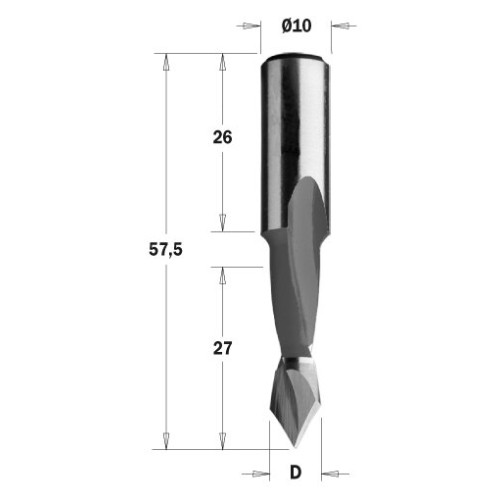 313.050.11 Свердло HW P D=5 I=27 L=57,5 S=10x26 RH