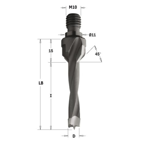 325.050.11 Свердло HW NP гвинт. хвост. GZ D=5 I=20 LB=35 S=M10/11x4 RH