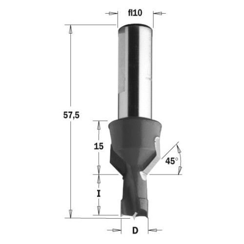 376.080.11 Свердло з зінкером NP HW D=8 I=12 L=57,5 S=10 RH