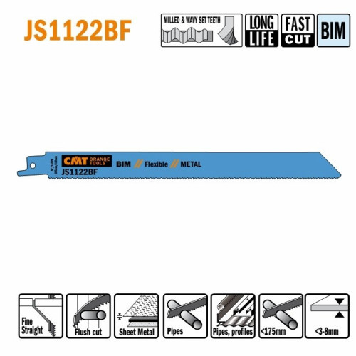 JS1122BF-5 Пила шабельна L = 225 I = 205 H = 19 K = 0,90 TS = 1,8