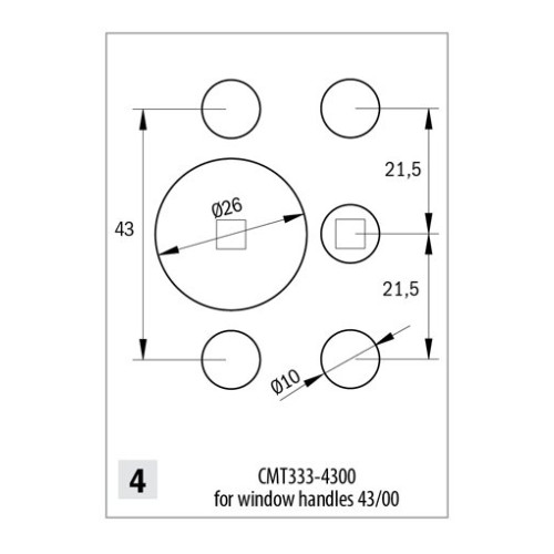 CMT333-4300 Фреза насадна свердлильна- під віконні ручки 43/0