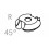 822.030.11 Ніж  F=8 D=38x12,7 R=4,76 45 град.