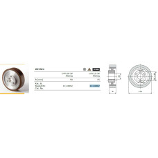 Ролик резиновий D=170 F=35 I=15 3 отвори Tk=60 мм корпус ALU 70 ShA WEINIG