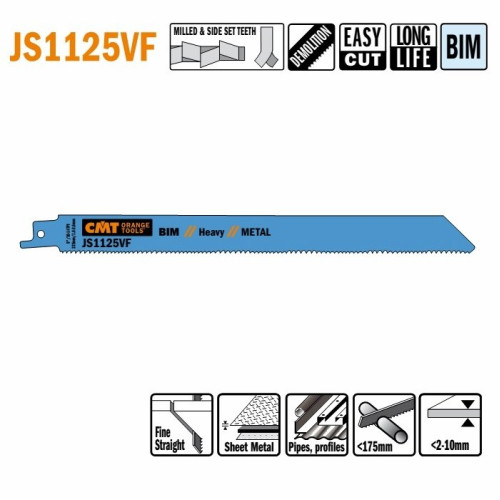 JS1125VF-5 Пила шабельна L = 225 I = 205 H = 19 K = 1,25 TS = 1,8-2,6