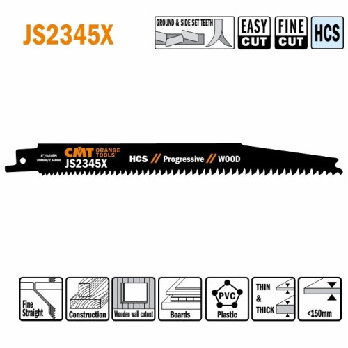 JS2345X-5 Пила шабельна L=200 I=180 H=19 K=1,25 TS=2,4-4