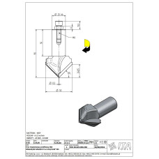 FDH.Фреза D=50 I=24,85 S=25x50 Z=1+1 H4,0 k45° RH